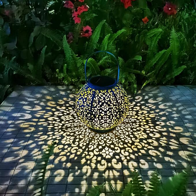 Solar Lanterns  Waterproof Hanging Garden Lights Metal Decorative Lantern