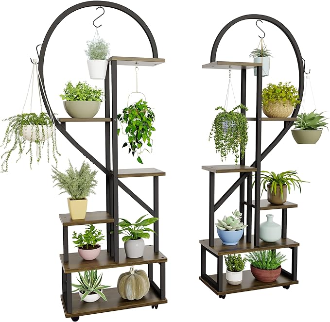 2 Pcs 6 Tier 9 Potted Metal Plant Stand Plant Stands for Plants Multiple