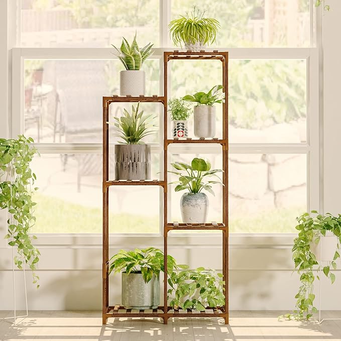 Tall Plant Stand Indoor Wood Outdoor Tiered Plant Shelf for Multiple Plants