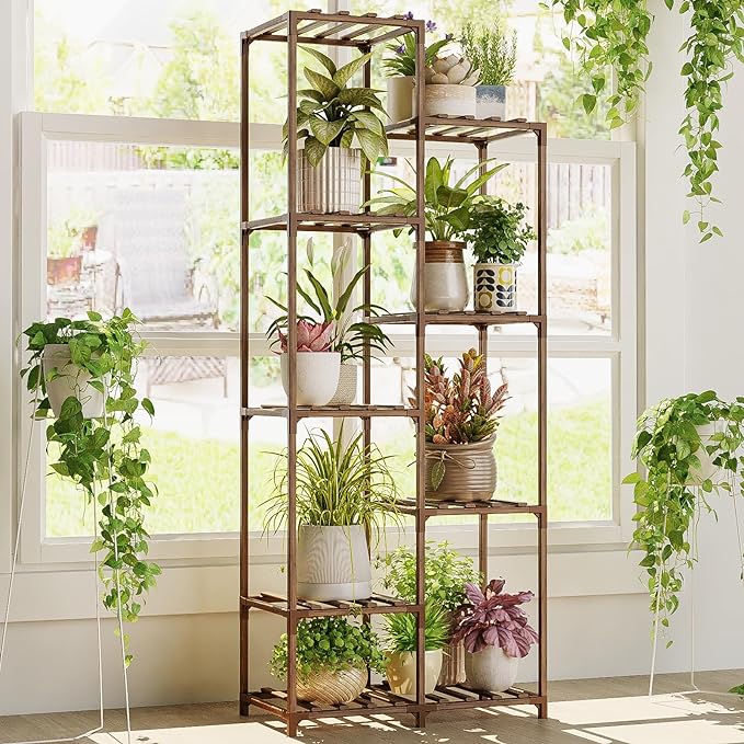 Tall Plant Stand Indoor Wood Outdoor Tiered Plant Shelf for Multiple Plants