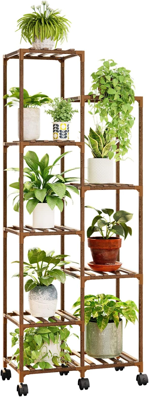 Tall Plant Stand Indoor Wood Outdoor Tiered Plant Shelf for Multiple Plants