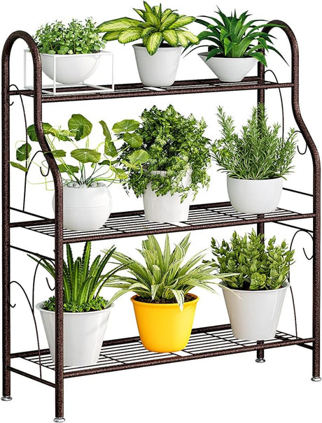 Plant Stand 3 Tier Indoor Outdoor Tall Corner Shelf Metal Flower Stands