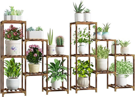 Plant Stand Indoor Outdoor, 12 Tier Corner Shelf Wood Rack Display