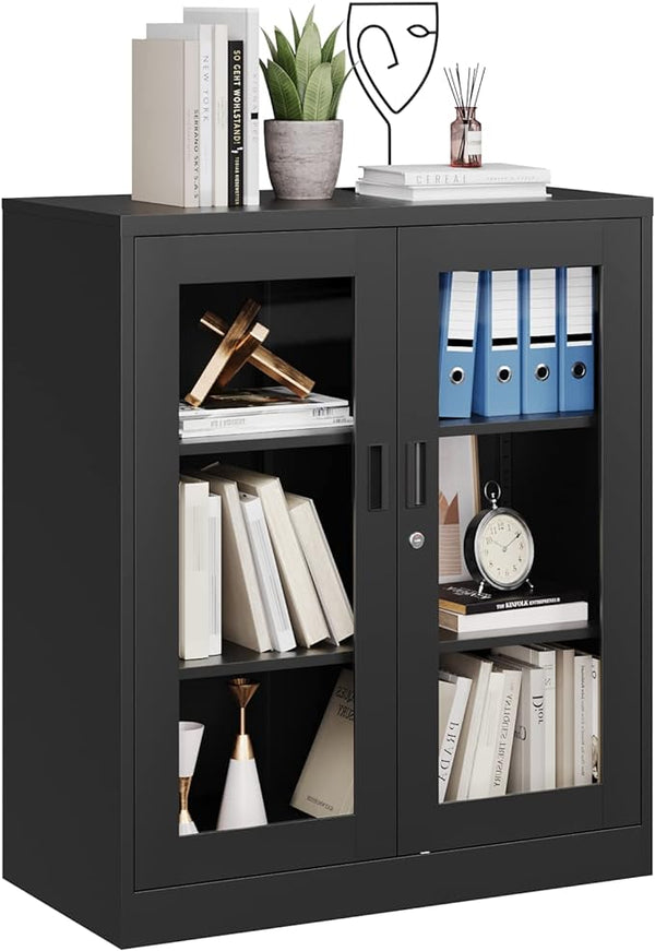 Steel Combination Storage Cabinet with 4 Shelves, 2 Lockable Doors