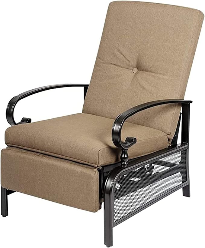 SunEase 2-Pack Outdoor Reclining Lounge Chairs – Push Back Design, Steel Frame & Cushioned Comfort