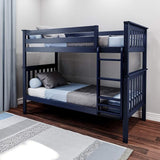 Bunk Bed, Twin-Over-Full Wood Bed Frame For Kids, Blue