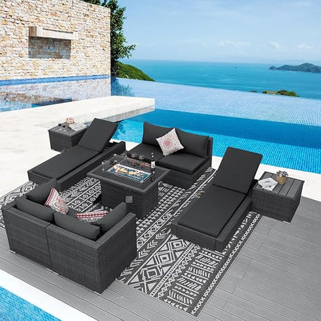 Large Size PE Rattan Outdoor Patio Furniture Sectional Sofa Sets