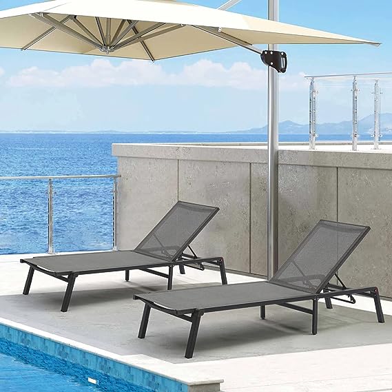 Chaise Lounge Outdoor, Aluminum Outdoor Chaise Lounge Set of 2