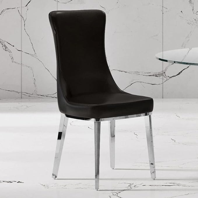 Modern Norma Dining Chair - White with Polished Stainless Steel Base
