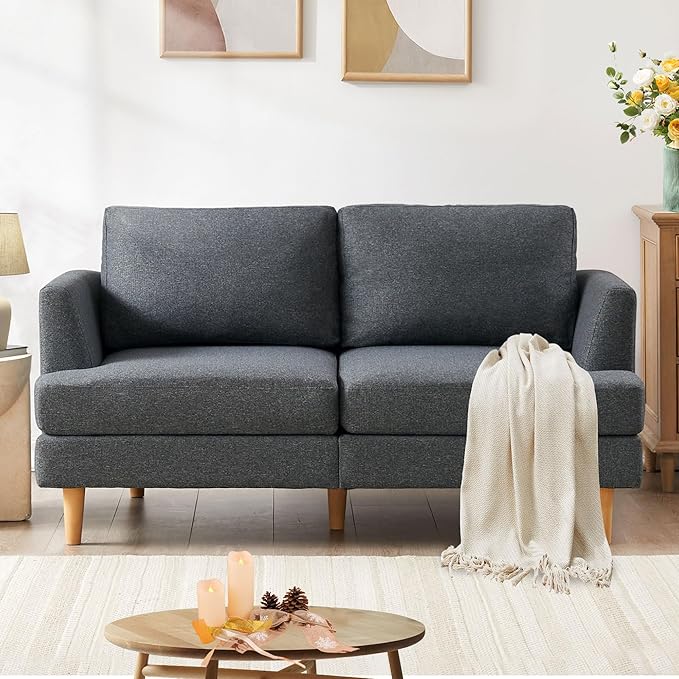 Comfortable Linen Fabric Loveseat – Perfect for Small Office Couches & Waiting Areas