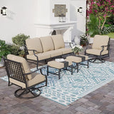 Patio Furniture Set, 4 Piece Modern Metal Outdoor Patio Furniture, 3 Seater Couch