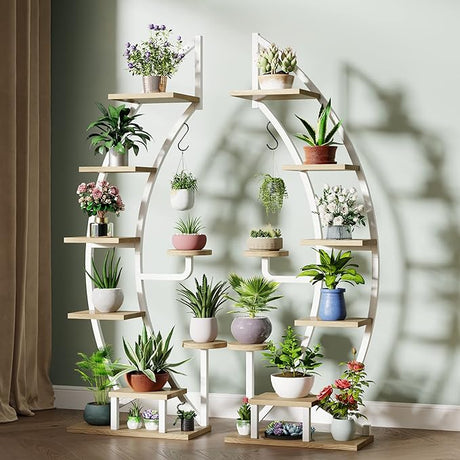 Plant Stand Indoor, 6 Tier Flower Stands , Leaf-Shape Metal Plant Shelf