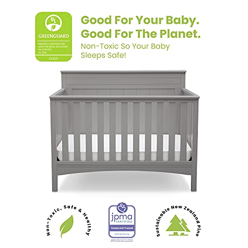 Grey 4-in-1 convertible crib with adjustable mattress height