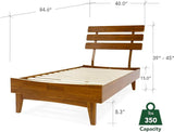 Caden 15 Inch Bed Frame with Adjustable Headboard - Mid Century