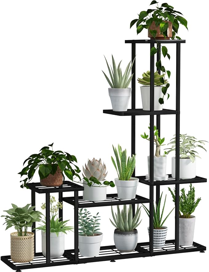 4 Tier Metal Plant Stand – Multi Tier Indoor Plant Rack for 10 Pots