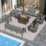 Aluminum Patio Furniture Set with Propane Fire Pit Table