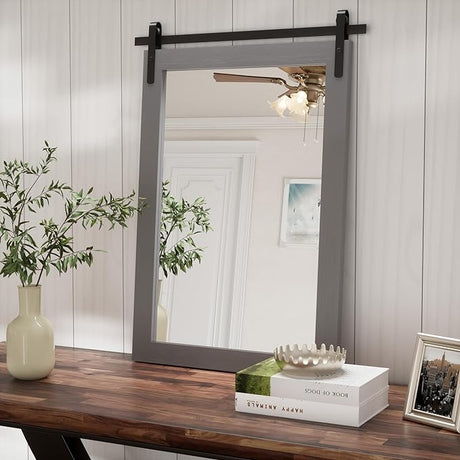 Farmhouse Wall Mirror Rustic Horizontal Wood Framed Bathroom Mirror