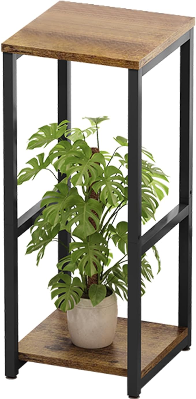 FloraFrame Duo – Sleek 2 Tier Metal & Wood Plant Stand