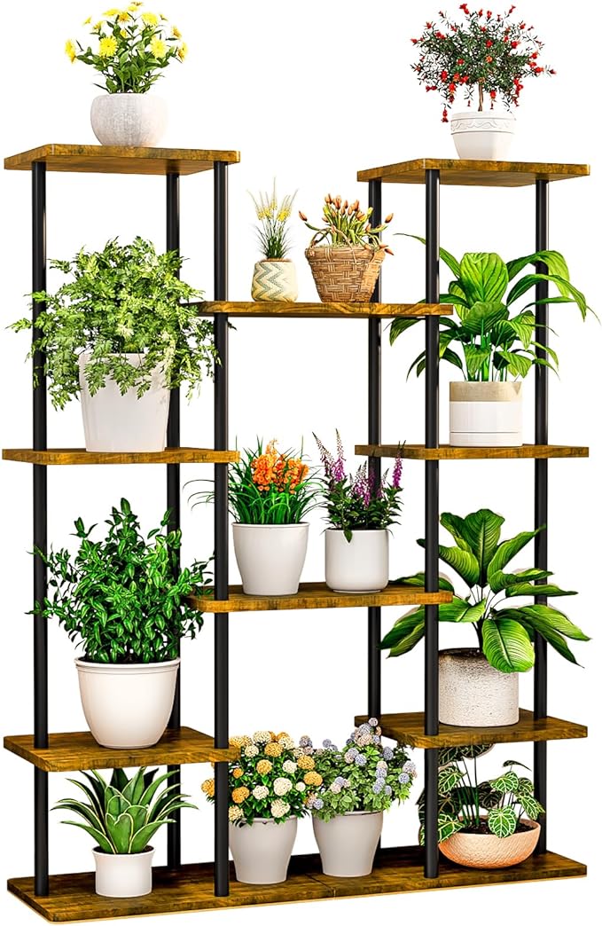 4 Tier Metal Plant Stand – Multi Tier Indoor Plant Rack for 10 Pots