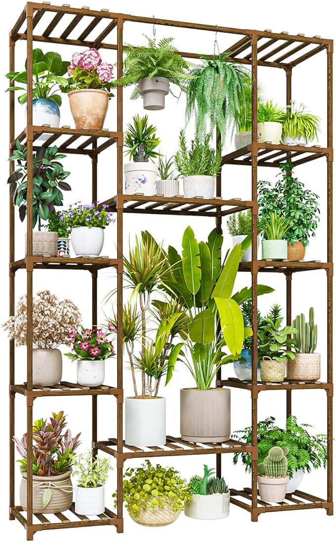 Hanging Plant Stand Large Plant Shelf  Rack Wooden Tiered Plant Holder