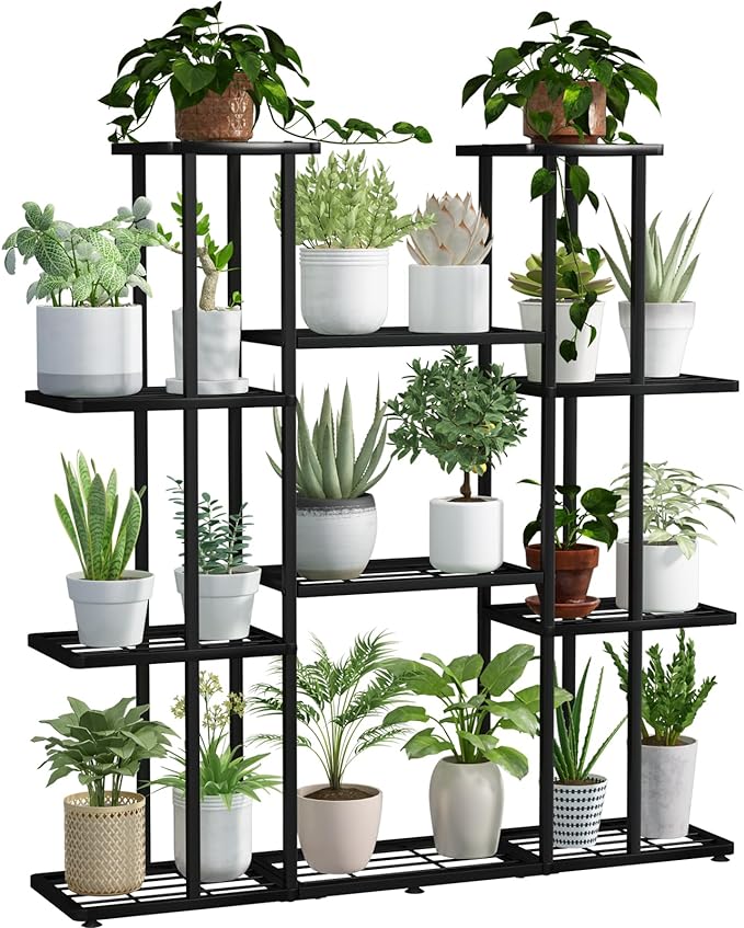 4 Tier Metal Plant Stand – Multi Tier Indoor Plant Rack for 10 Pots