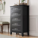 Black Dresser for Bedroom Long Dresser with 6 Drawers