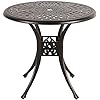 Patio Bistro Table, 35.4’’ Round Cast Aluminum Retro Side Table