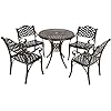 35” Round Cast Dining Table, Outdoor Patio Retro Bistro Dining Table