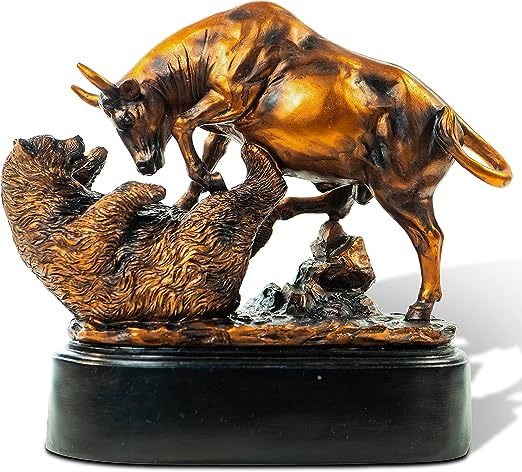 Bull and Bear Statue - Wall Street Bull Statue - Stock Market Gifts for Men