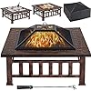 Multifunctional Table 32in Square Firepit Stove Backyard Garden Fireplace