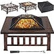 Multifunctional Table 32in Square Firepit Stove Backyard Garden Fireplace