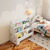 White butterfly kids bookshelf with 3-tier storage for books and toys