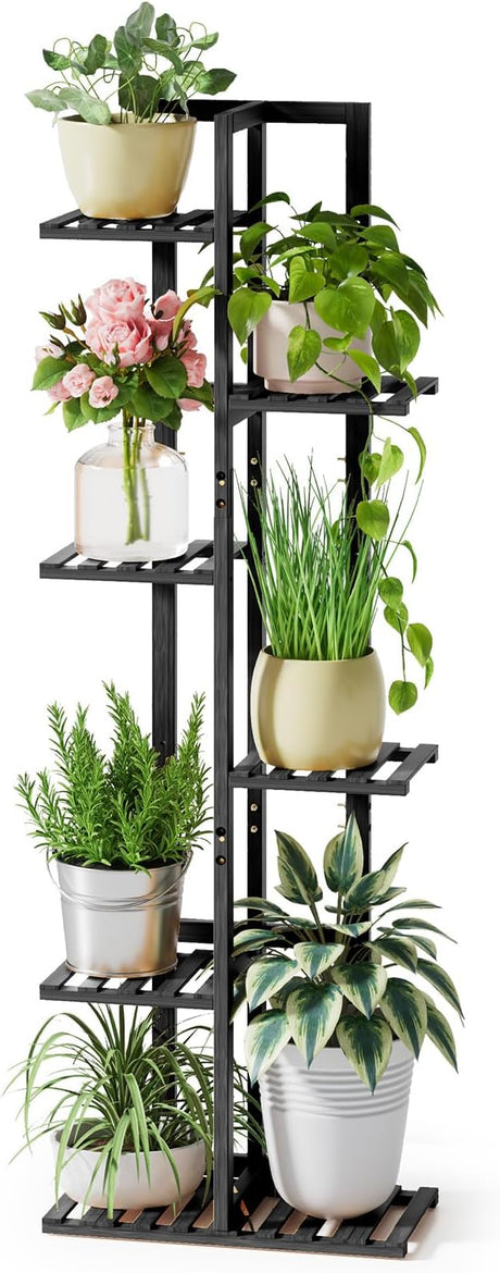 Bamboo Plant Stand, Plant Stands for Indoor Tall Plant Rack 6 Tier Stand