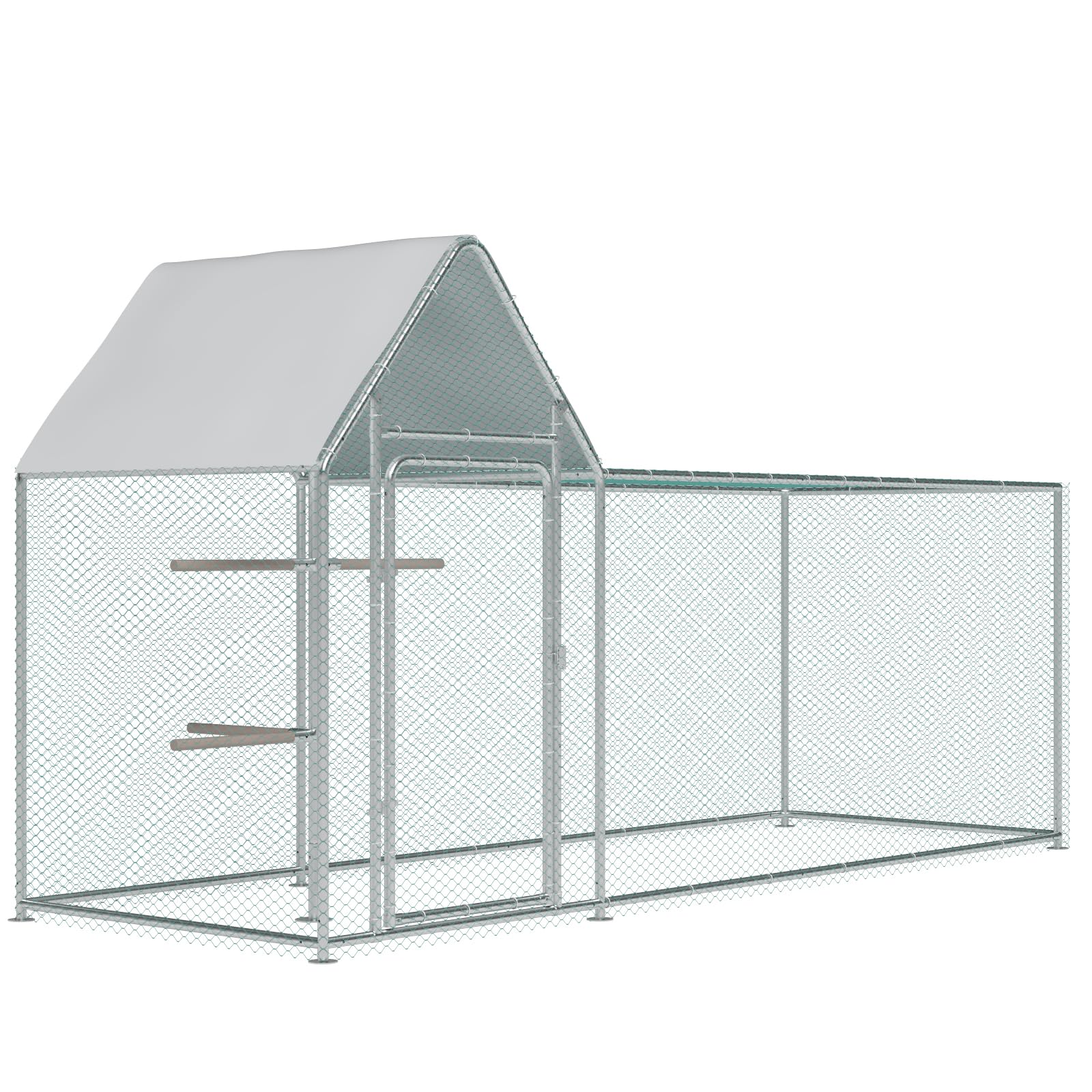 narrow galvanized outdoor run with climbing frame