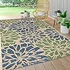 SMB110B-8 Zinnia Modern Floral Textured Weave Indoor Outdoor Area-Rug