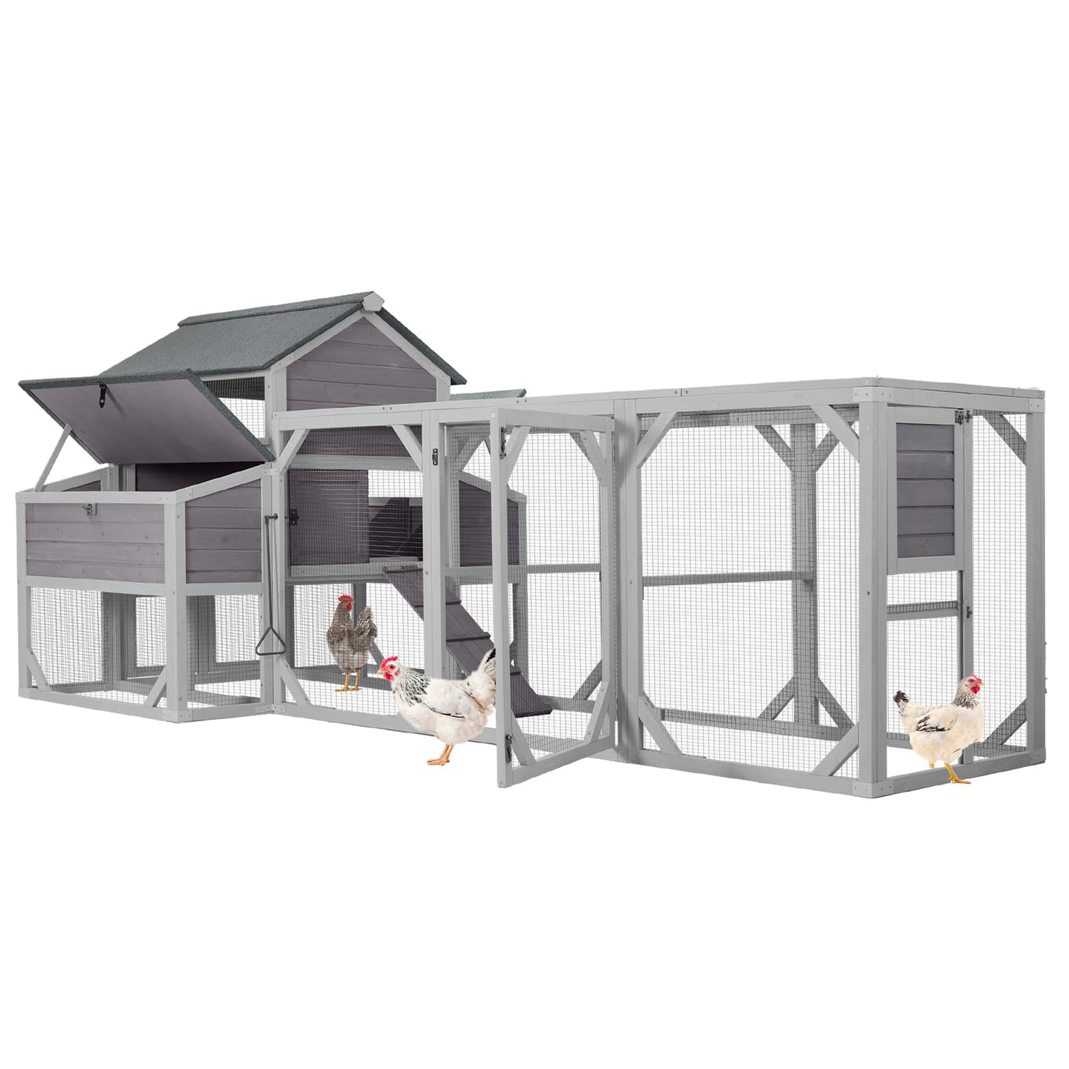 outdoor hen house with waterproof roof and roosting perches