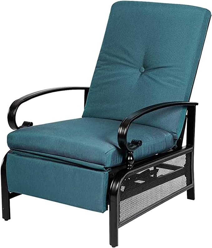 SunEase 2-Pack Outdoor Reclining Lounge Chairs – Push Back Design, Steel Frame & Cushioned Comfort