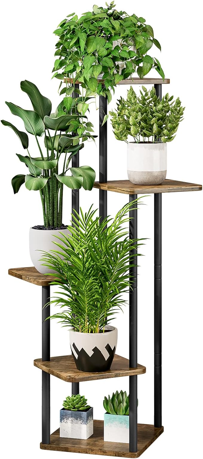 Plant Stand 5 Tier Indoor Metal Flower Shelf for Multiple Tall Flower Holders