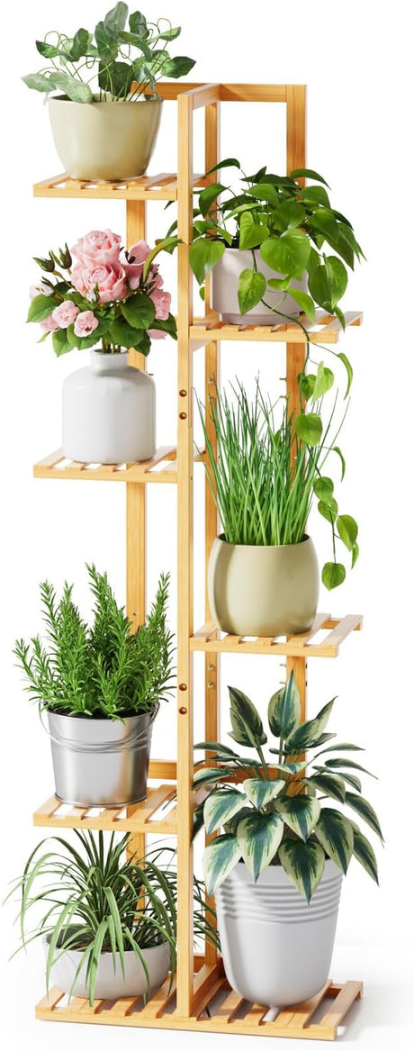 Bamboo Plant Stand, Plant Stands for Indoor Tall Plant Rack 6 Tier Stand