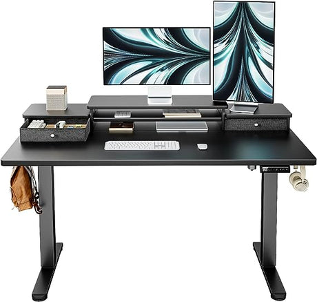 Electric Standing Desk with Double Drawers