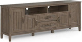 Lev SOLID WOOD 72 Inch Wide Contemporary TV Media Stand in Smoky Brown