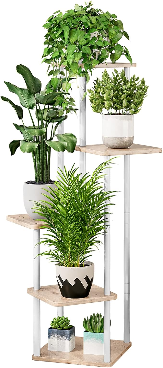 Plant Stand 5 Tier Indoor Metal Flower Shelf for Multiple Tall Flower Holders