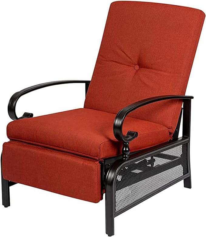 SunEase 2-Pack Outdoor Reclining Lounge Chairs – Push Back Design, Steel Frame & Cushioned Comfort