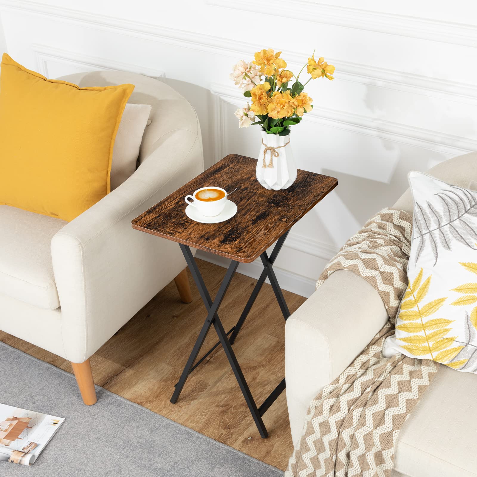 rustic-folding-tv-tray-table-small-space