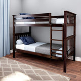 Bunk Bed, Twin-Over-Full Wood Bed Frame For Kids, Blue