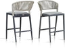 Counter Height Bar Stool Set of 2 Modern Aluminum Rattan Wicker Outdoor Barstools