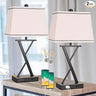 Set of 2 Crystal Table Lamp, 3-Way Dimmable Touch Control Lamp with Dual USB Ports