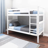 Bunk Bed, Twin-Over-Full Wood Bed Frame For Kids, Blue