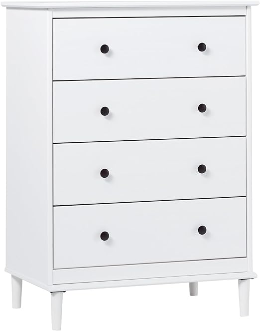 Tall Wood Dresser Bedroom Storage Drawer  4 Drawer White