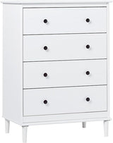 Tall Wood Dresser Bedroom Storage Drawer  4 Drawer White